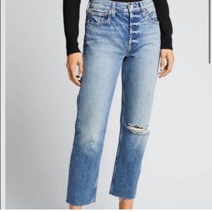 Trave Constance Straight High Rise Button Fly Jeans Denim Size 28 under pressure